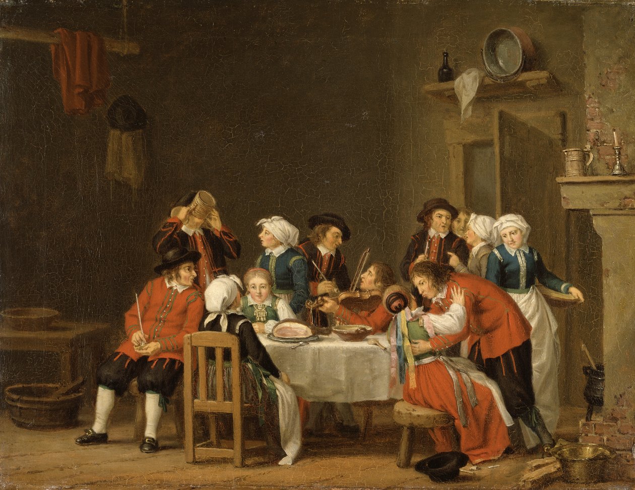 Gezellig tafereel in een boerenhuisje door Pehr Hilleström