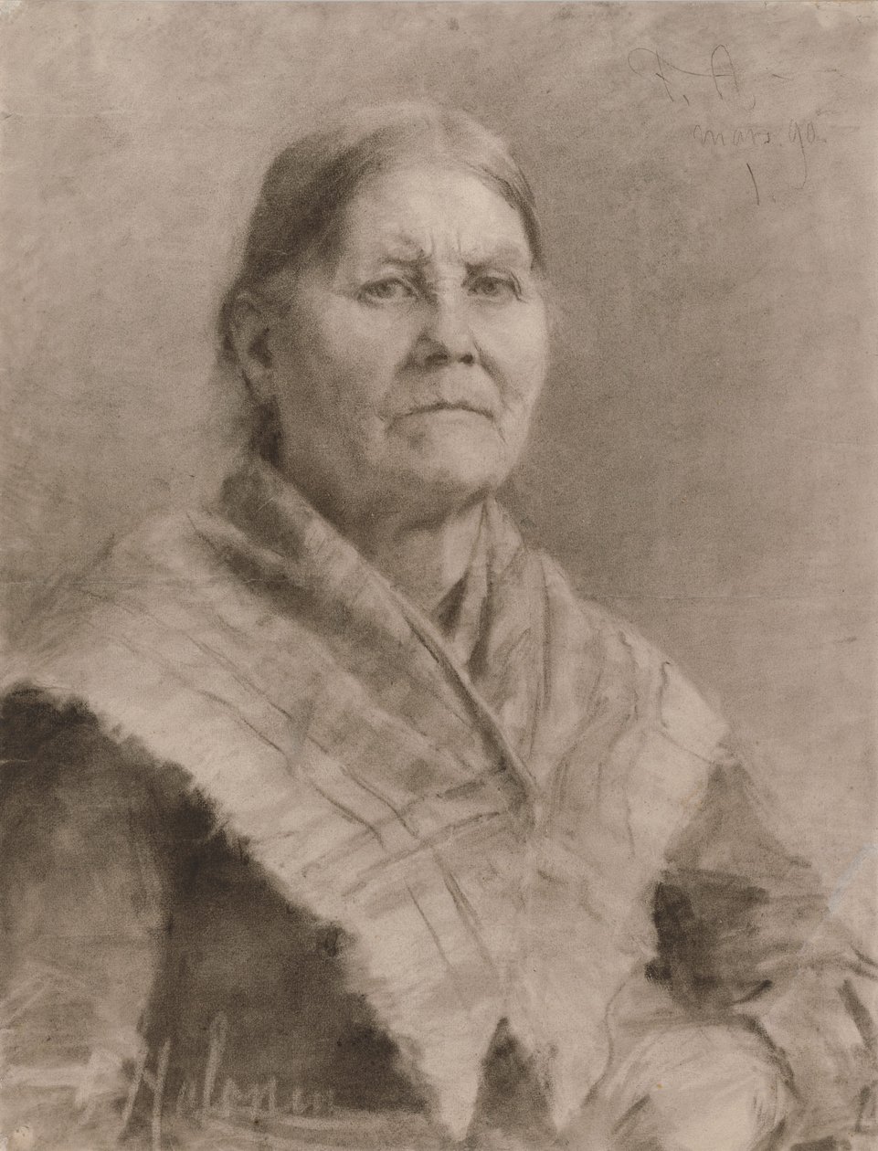 Oude vrouw door Pekka Halonen