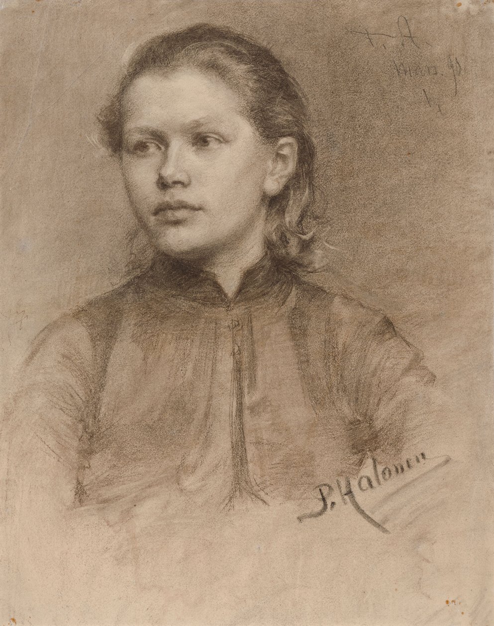 Portret van een jonge vrouw door Pekka Halonen