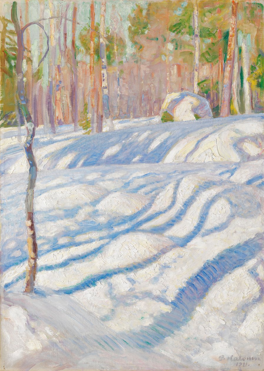 Door de zon verlicht winterlandschap door Pekka Halonen