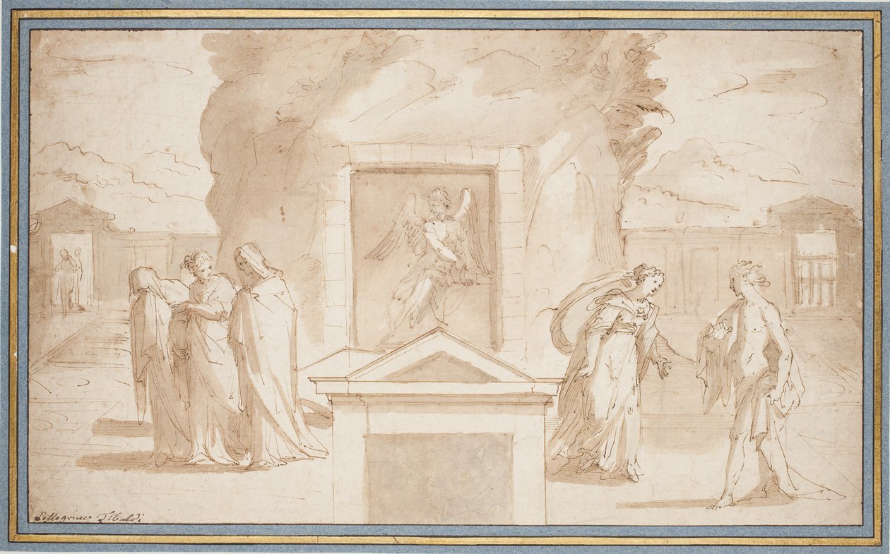 De vrouwen bij het graf van Christus en Noli me tangere door Pellegrino Tibaldi
