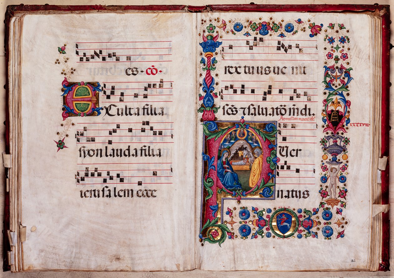 Piccolomini-bibliotheek: koorboek, cod. 102.8, ff. 47v-48r met 