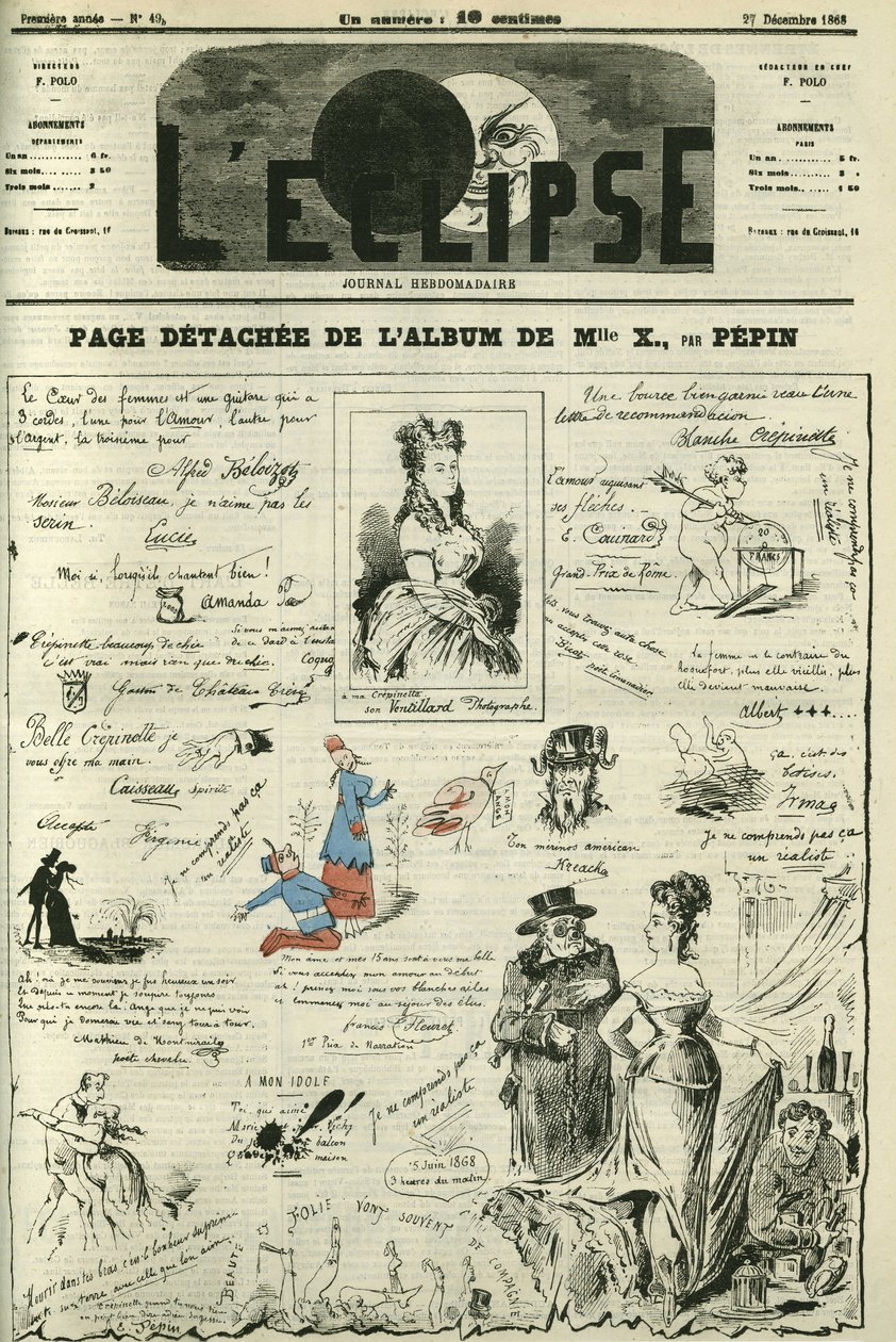 Losse pagina van Mademoiselle X. Omslag in 