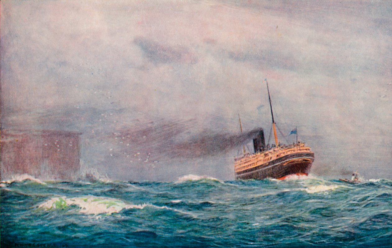 Een P. & O. Stoomschip Uitgaand, 1913 door Percy F.S. Spence