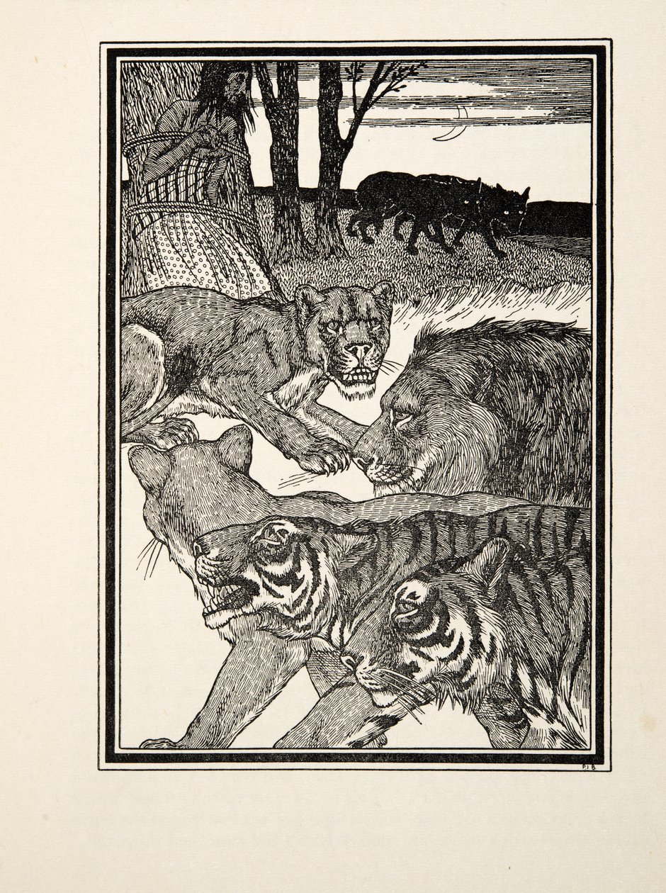 Een Dankbare Leeuwin, uit Honderd Anekdotes van Dieren, pub. 1924 door Percy J. Billingshurst