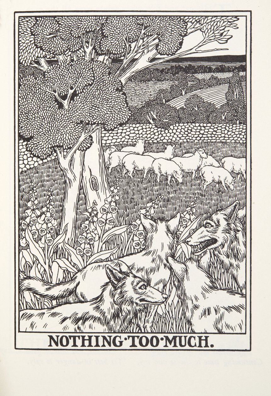 Niets Teveel, uit Fontaine Fabels, uitgegeven 1905 (gravure) door Percy J. Billingshurst