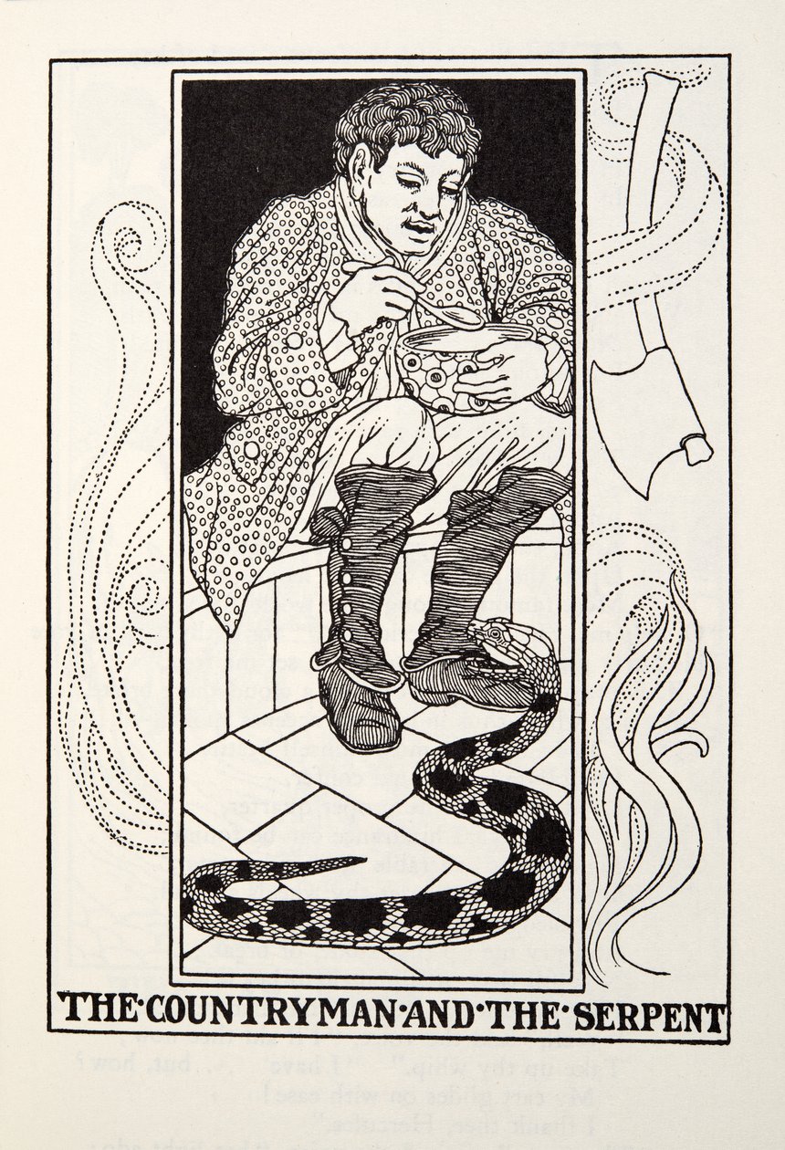 De boer en de slang, uit Fontaine Fabels, uitgegeven 1905 door Percy J. Billingshurst