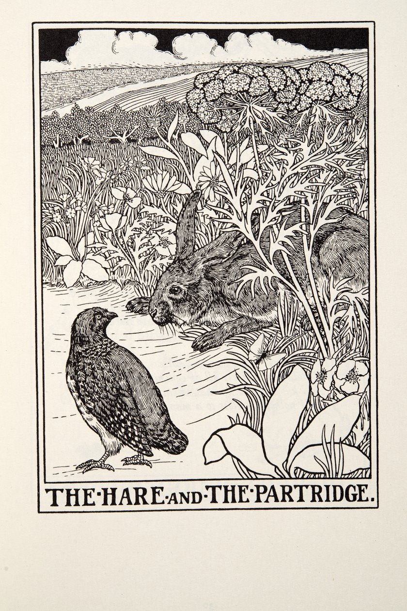 De Haas en de Patrijs, uit Fontaine Fabels, uitgegeven 1905 door Percy J. Billingshurst