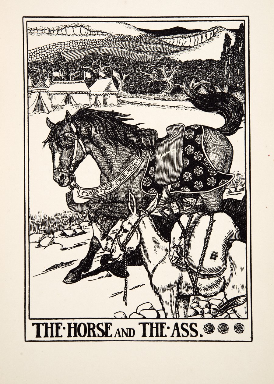 Het paard en de ezel, uit Honderd fabels van Aesopus door Percy J. Billingshurst
