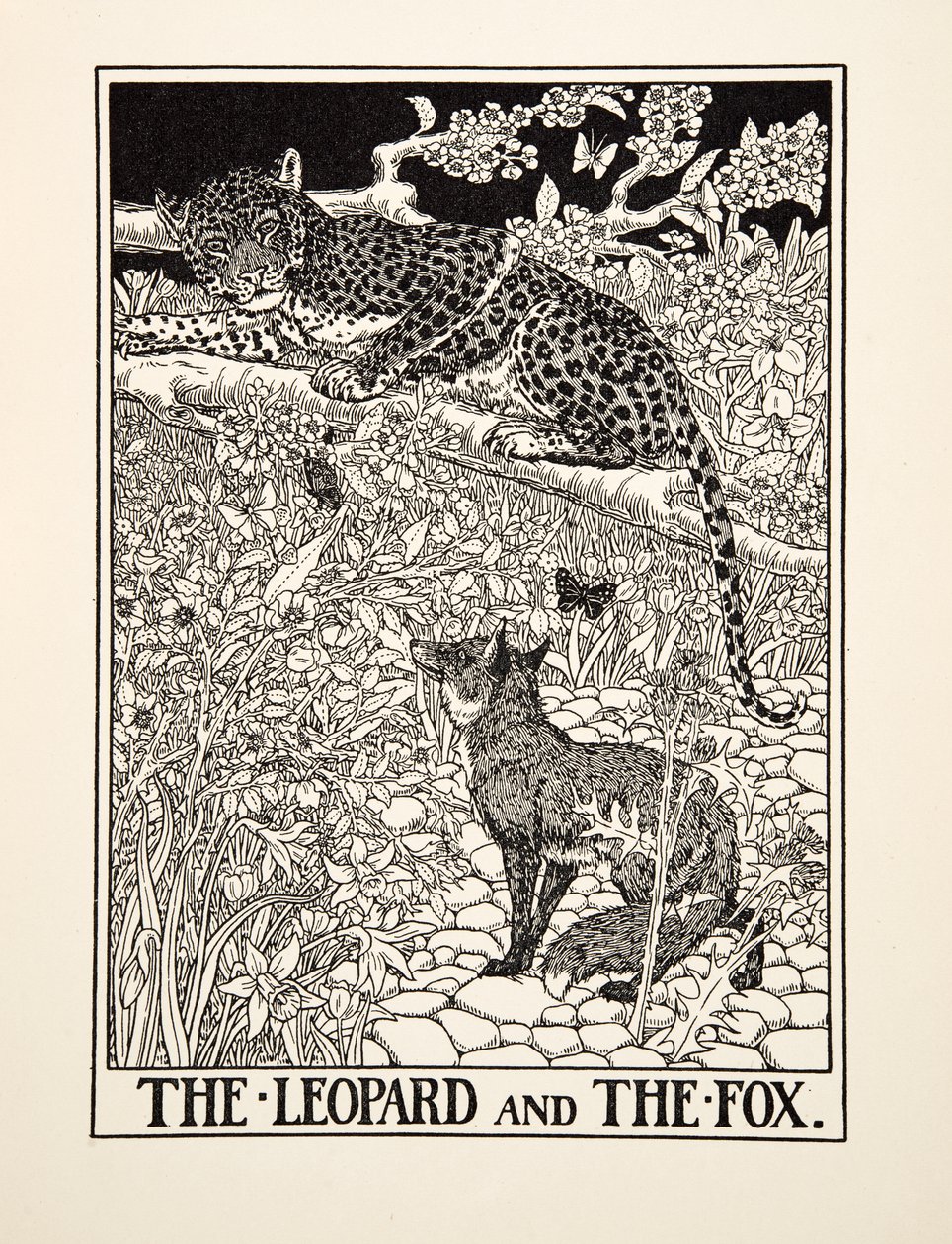De luipaard en de vos, uit Honderd fabels van Aesopus, uitgegeven 1903 door Percy J. Billingshurst