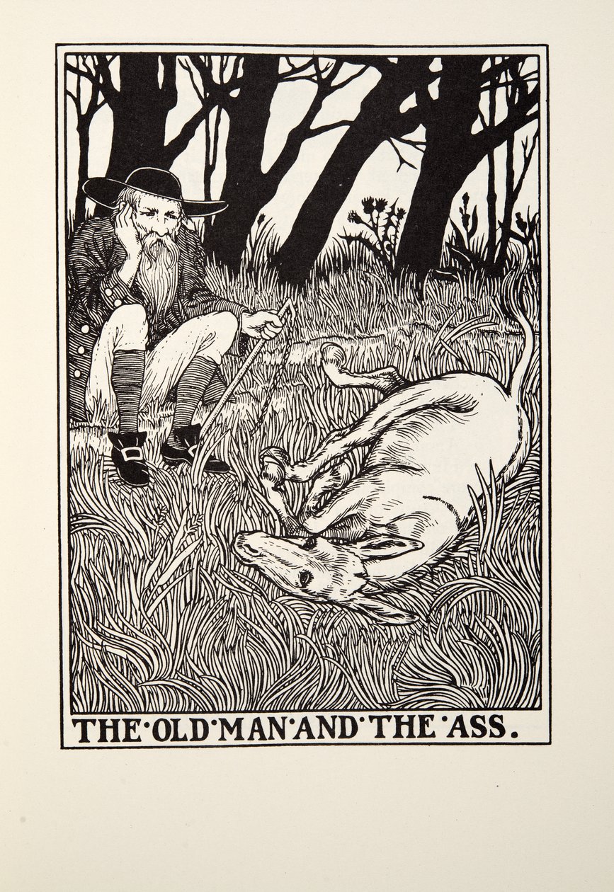 De Oude Man en de Ezel, uit Fontaine Fabels, uitgegeven 1905 door Percy J. Billingshurst