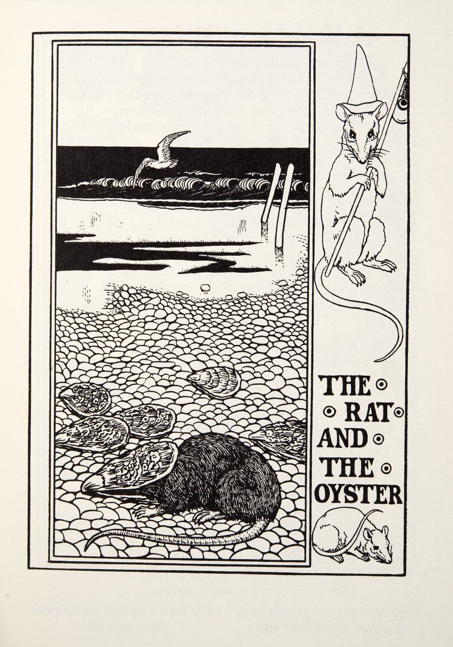 De rat en de oester, uit Fontaine Fabels, uitgegeven 1905 door Percy J. Billingshurst