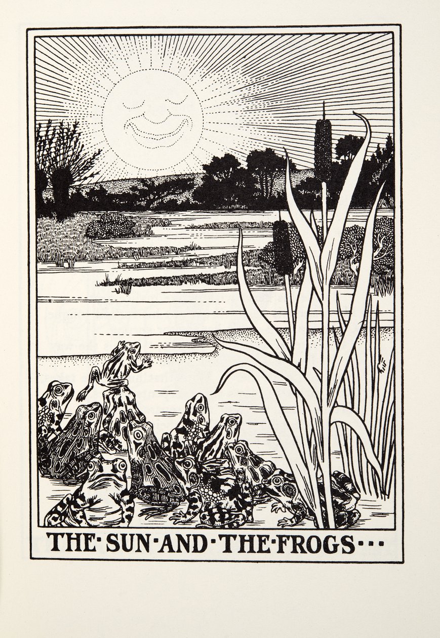 De zon en de kikkers, uit Fontaine Fabels, uitgegeven 1905 door Percy J. Billingshurst