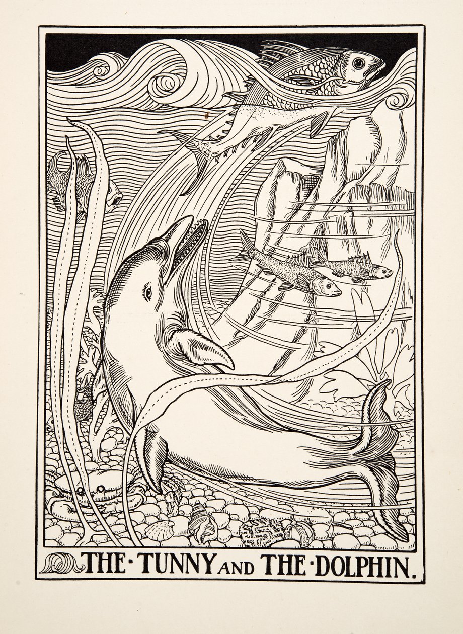 De tonijn en de dolfijn, uit Honderd fabels van Aesopus door Percy J. Billingshurst