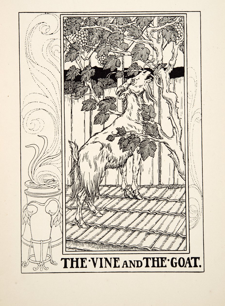 De wijnstok en de geit, uit Honderd fabels van Aesopus, uitgegeven 1903 door Percy J. Billingshurst