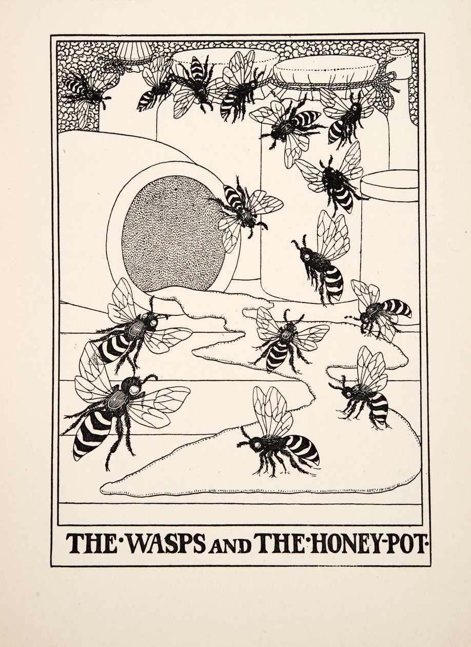 De wespen en de honingpot, uit Honderd fabels van Aesopus, uitgegeven 1903 door Percy J. Billingshurst
