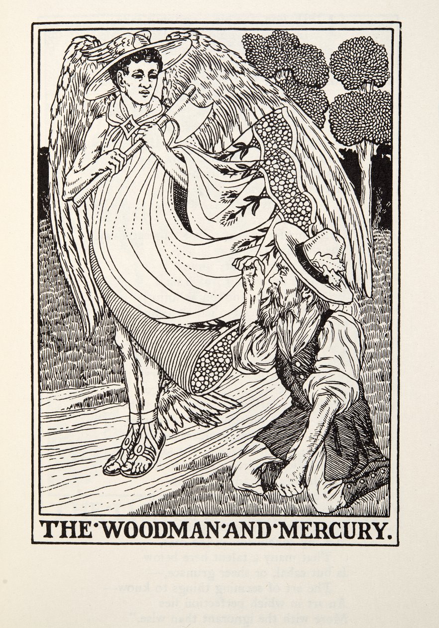 De Houthakker en Mercurius, uit Fontaine Fabels, uitgegeven 1905 door Percy J. Billingshurst