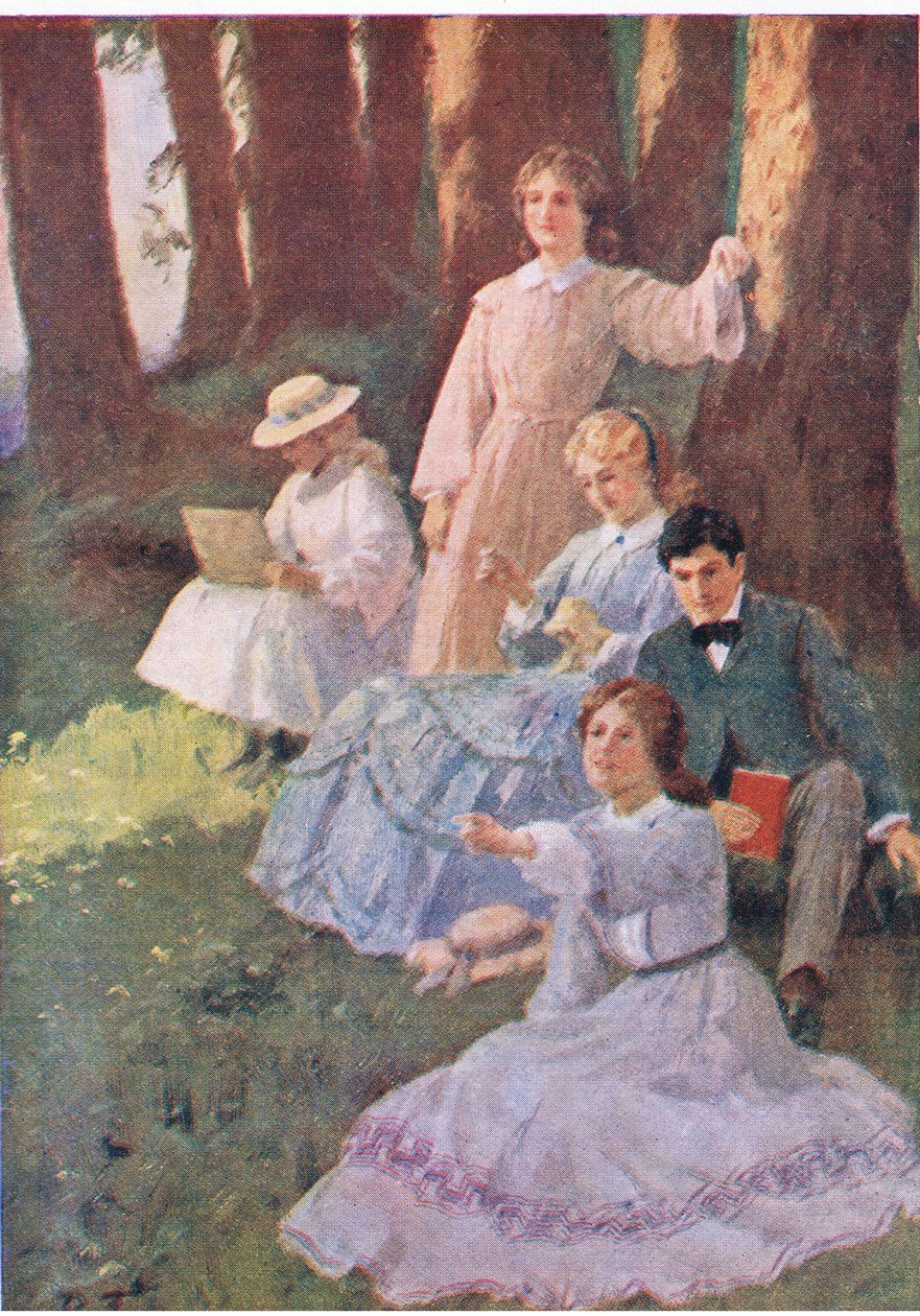 Jo wees, en Laurie ging onderzoeken, uit Little Women gepubliceerd door Associated Newspapers Limited, ca. 1940 door Percy Tarrant