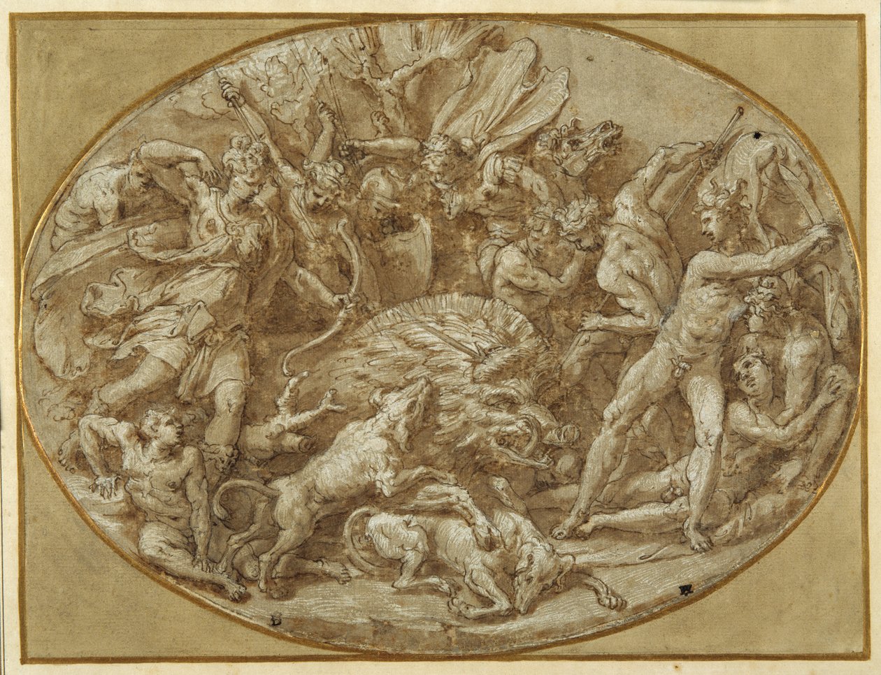 De jacht op het Calydonische everzwijn door Perino del Vaga