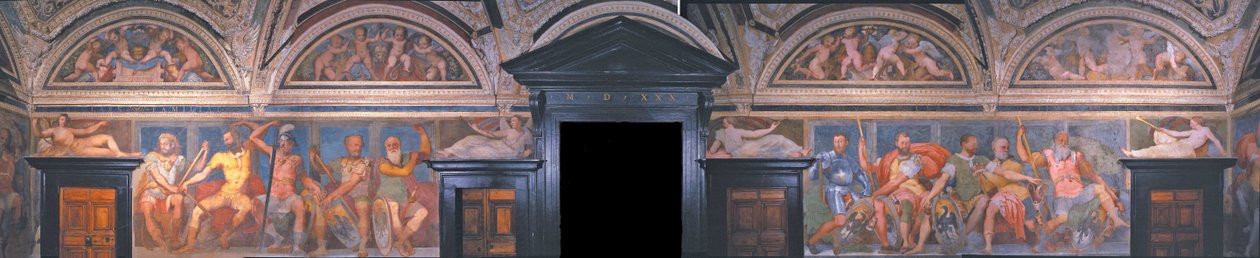 Loggia van de Helden (detail) Villa del Principe door Perino del Vaga