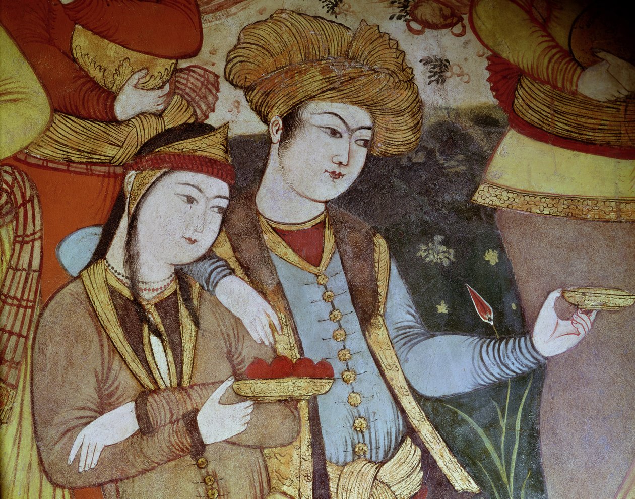 Edelmannen aan het hof van Shah Abbas I (1588-1629) (detail) door Persian School