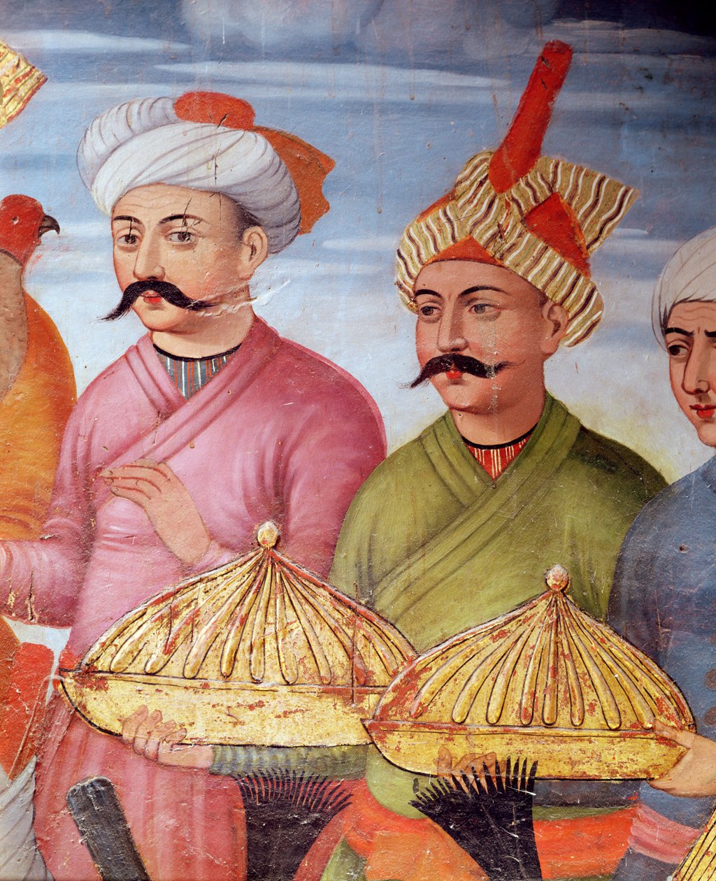 Aanbieders bij de ontvangst voor de ambassadeur van de Grote Mogol aan het hof van de Shah Tahmasp, 1573-76 (detail) door Persian School