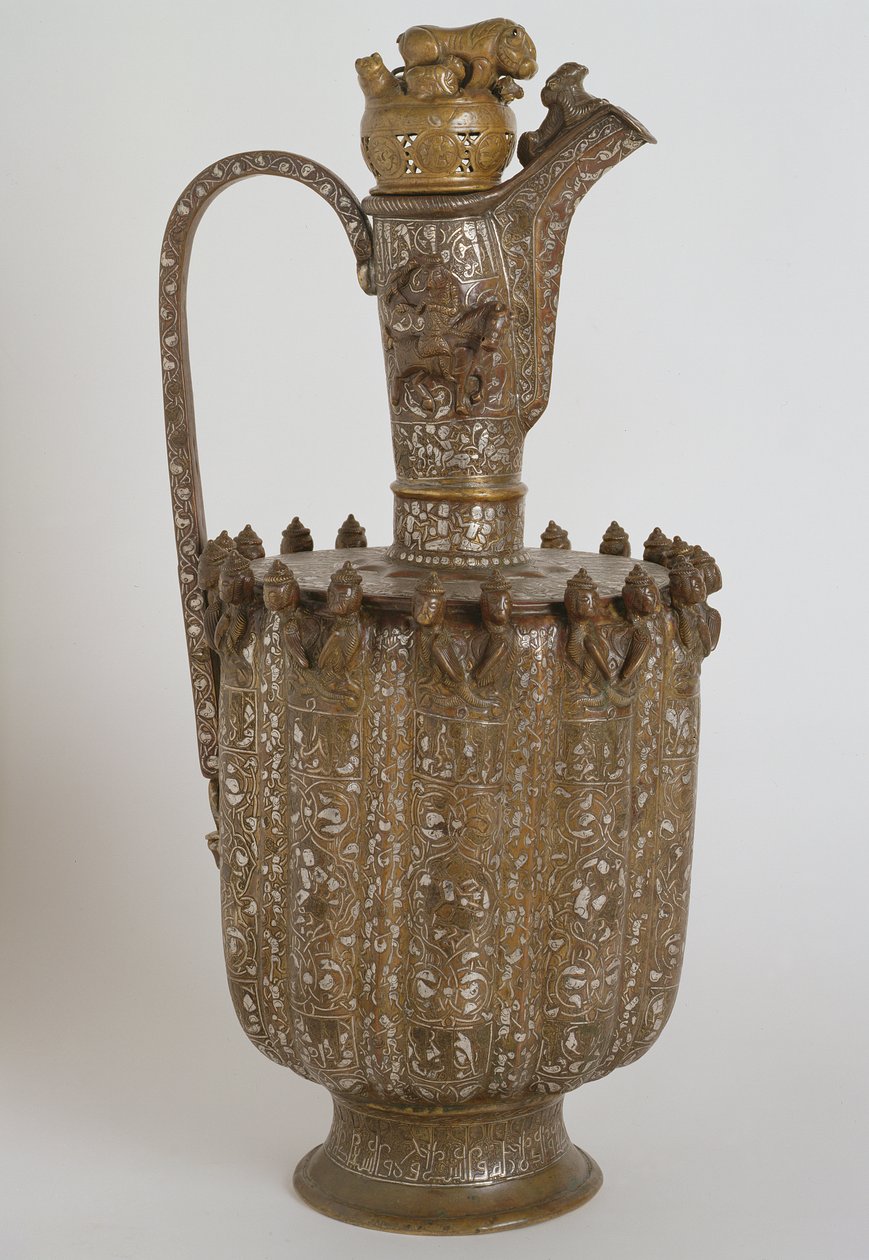 Kruik met een handvat en deksel, uit Khorasan, Safavid Dynastie door Persian School