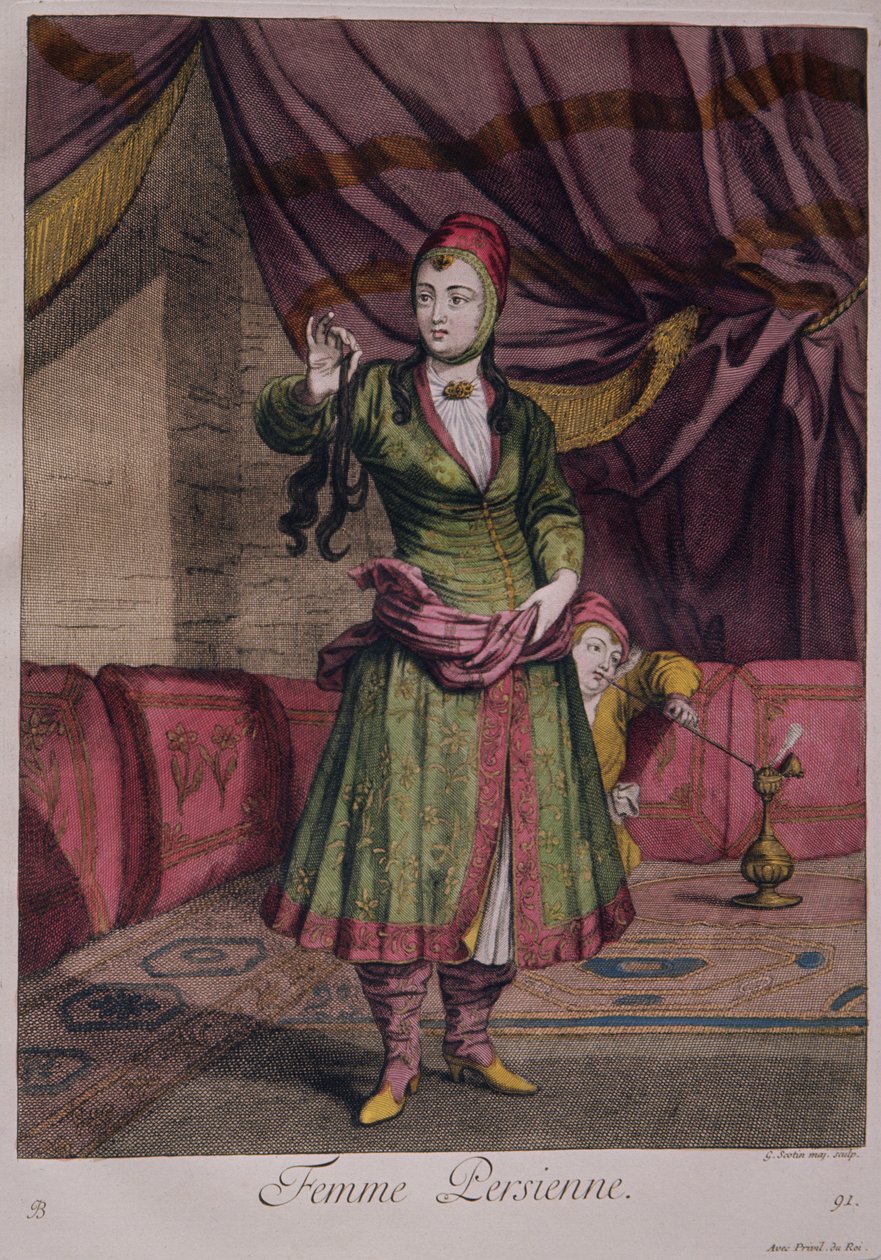 Portret van een dame uit het Boek der Ontwerpen, 1712-13 door Persian School