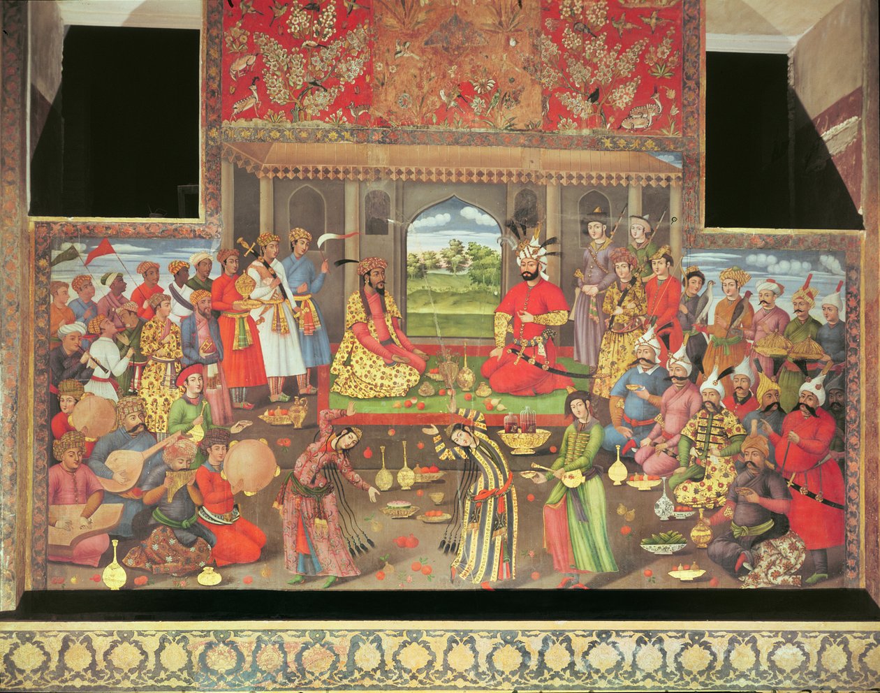 De Ontvangst van de Ambassadeur van de Grote Mogol aan het Hof van Shah Tahmasp, 1573-76 door Persian School