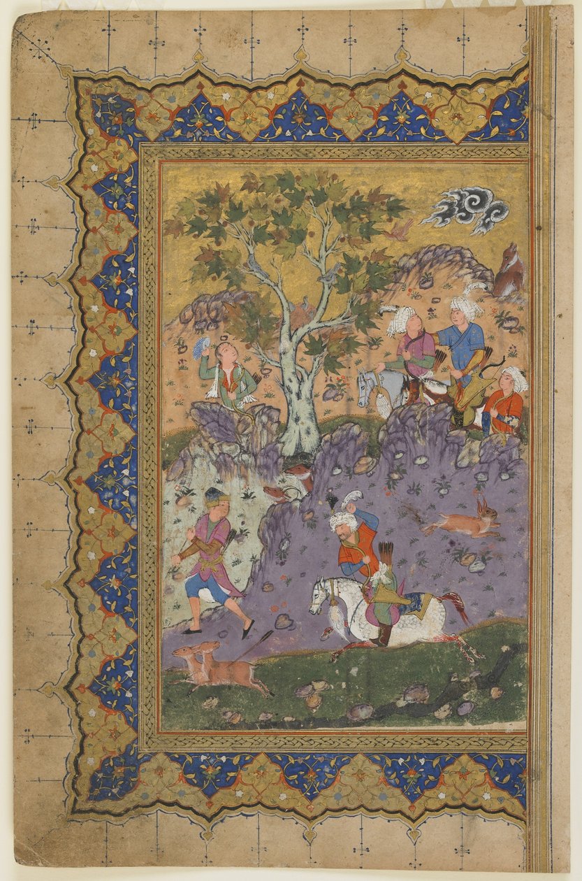 Een prins op jacht, ca. 1600 door Persian School