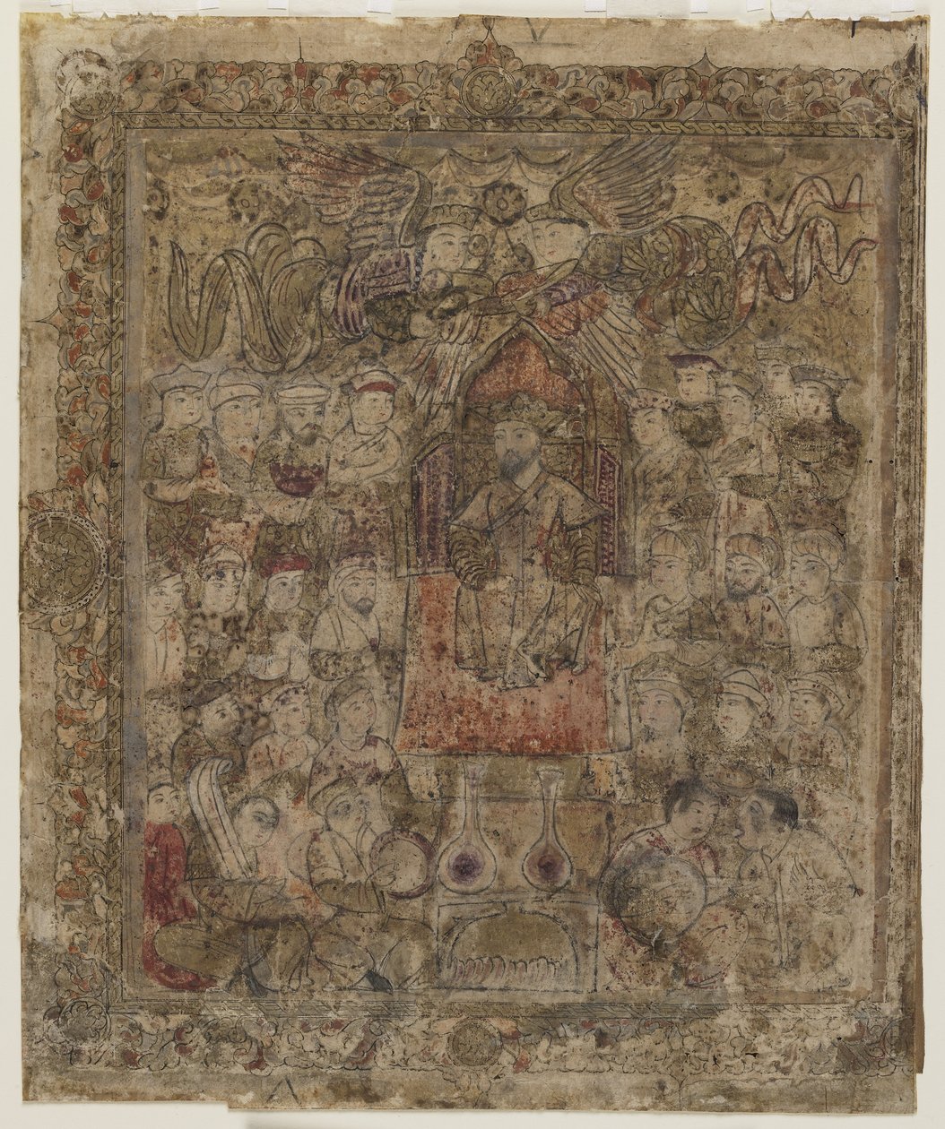 Een heerser op de troon, uit een Shahnama door Persian School