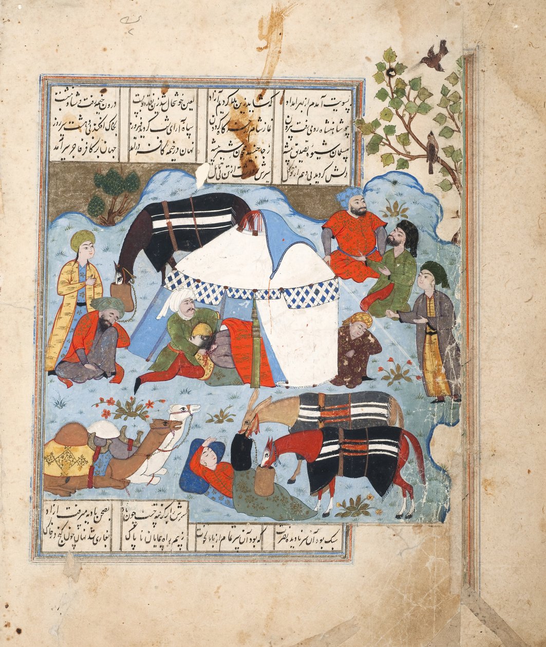 Een slapende man wordt onthoofd in zijn tent, ca. 1560 door Persian School