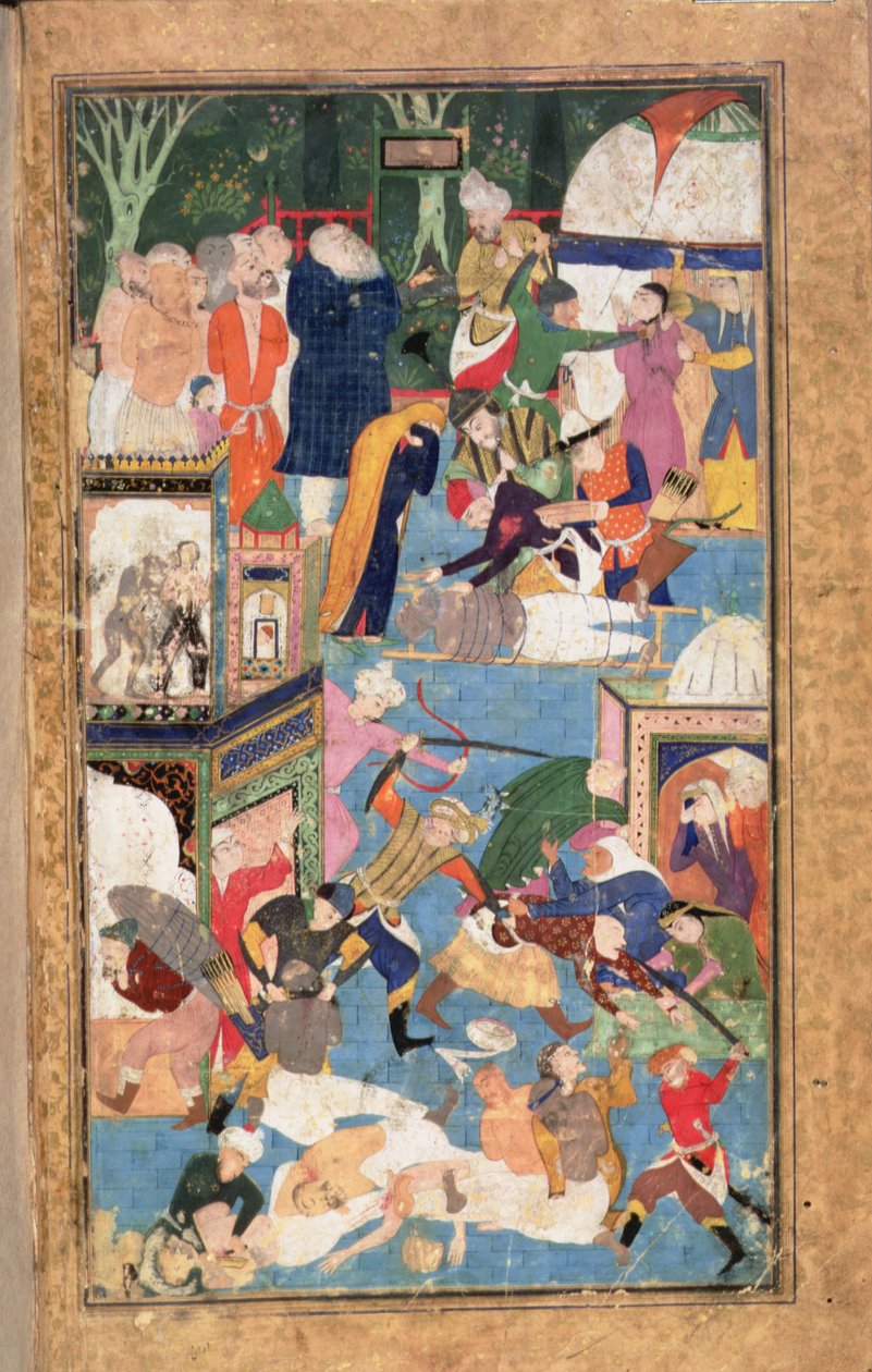 De plundering van Isfahan in 1387 toont de troepen van Timur die plunderen, roven en moorden door Persian School