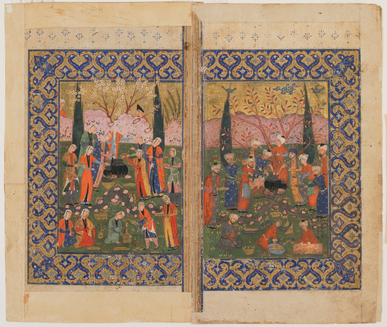 Folio uit een onbekende tekst; Sulayman op een troon door Persian School