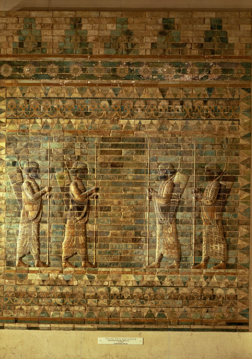 Fries van boogschutters van de Perzische koningswacht, uit het Paleis van Darius de Grote in Susa, Iran, Achaemenidische Periode, ca. 500 v.Chr. door Persian School