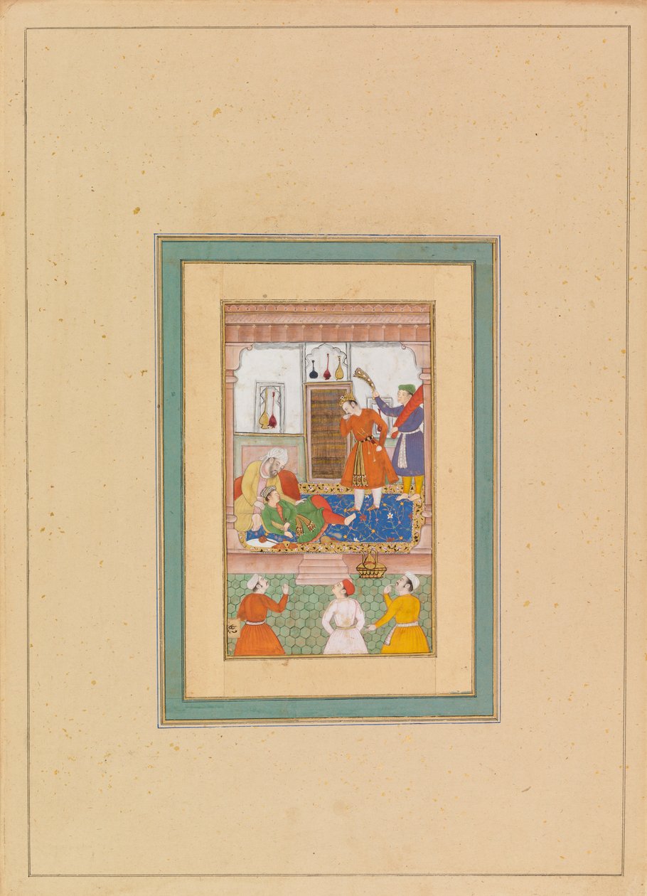 Interieur met figuren door Persian School