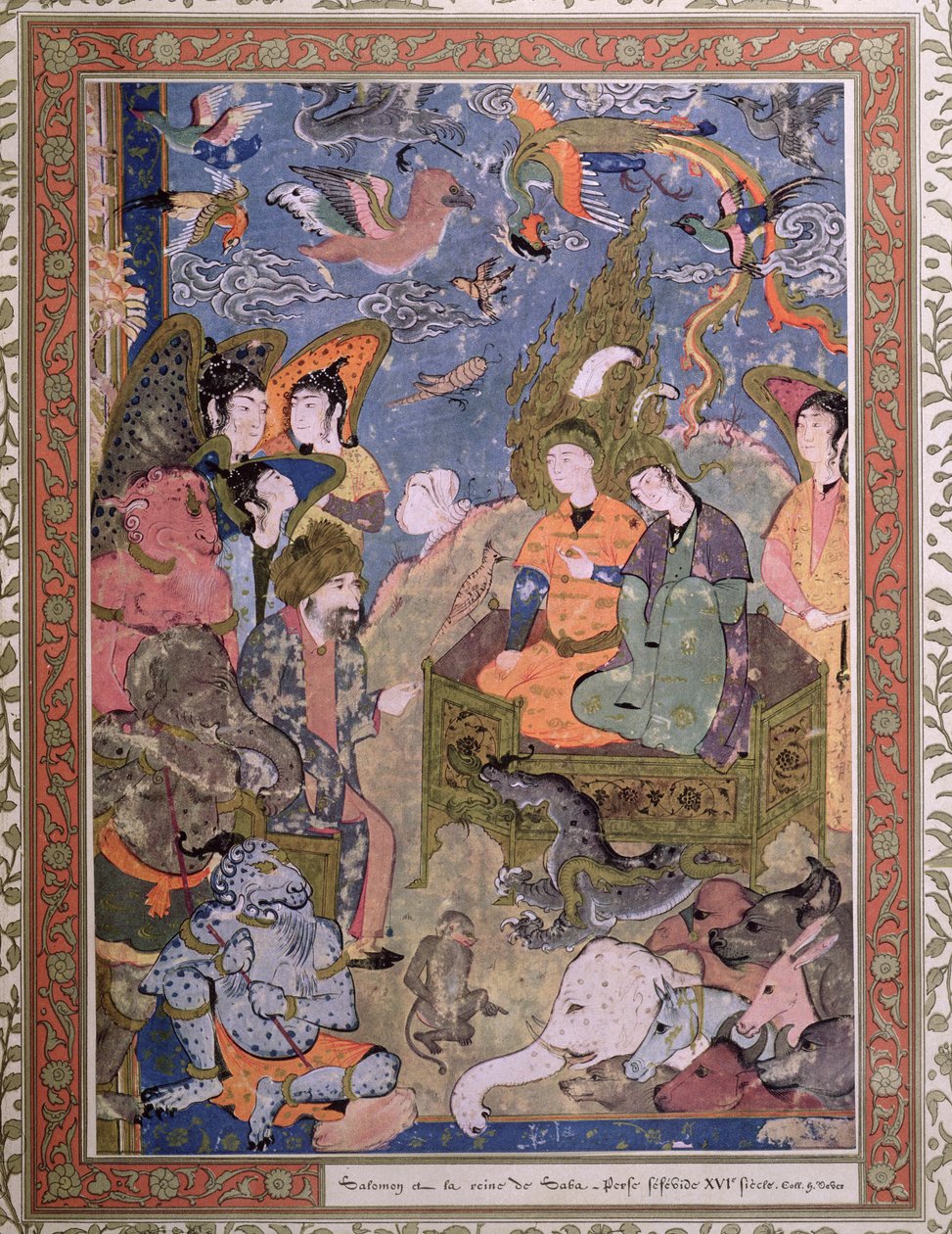 Koning Salomo en de Koningin van Sheba, naar een originele miniatuur door Persian School
