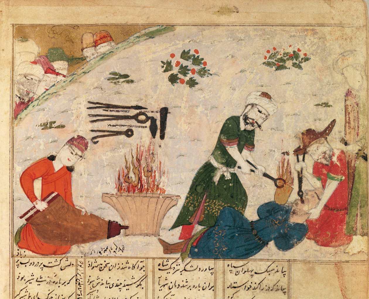 Marteling van een van Haftvads bewakers, uit de Shahnama (Boek der Koningen) door Abul-Qasim Manur Firdawsi (ca. 934-ca. 1020) door Persian School