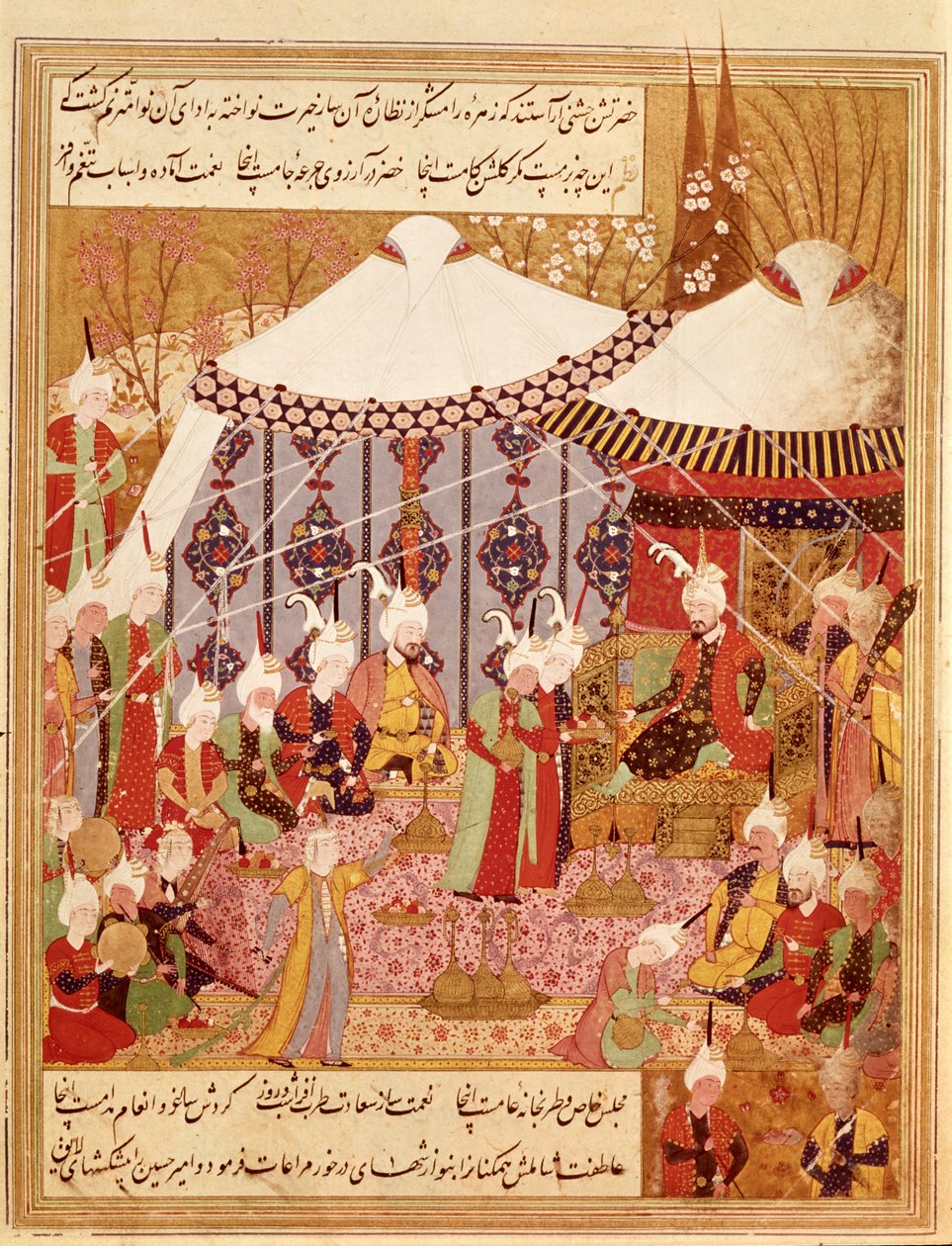 Or.1359 fol. 35 v. Sultan Bayazid gevangen door Timur, 1402 uit de Zafarnama 1533 door Persian School