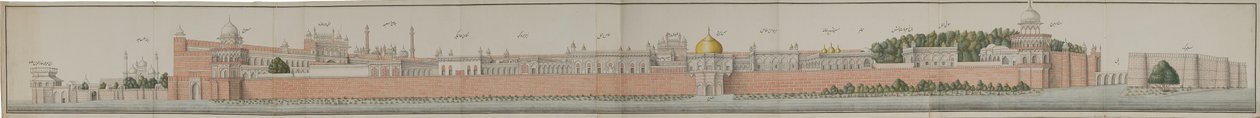 Panorama van het fort in Delhi door Persian School
