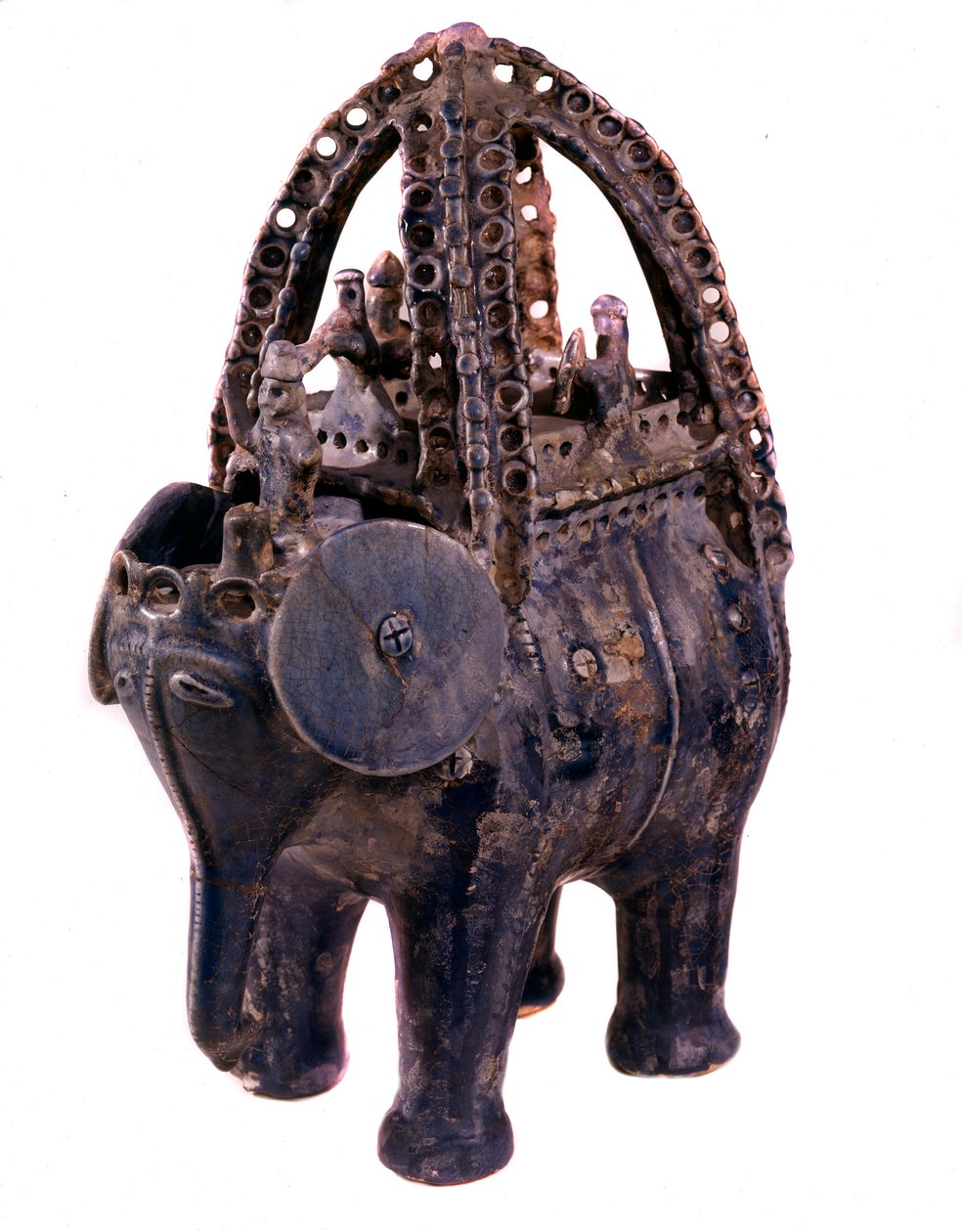 Perzische kunst: rhyton in blauwe faience uit de regio Gorgan in Iran door Persian School