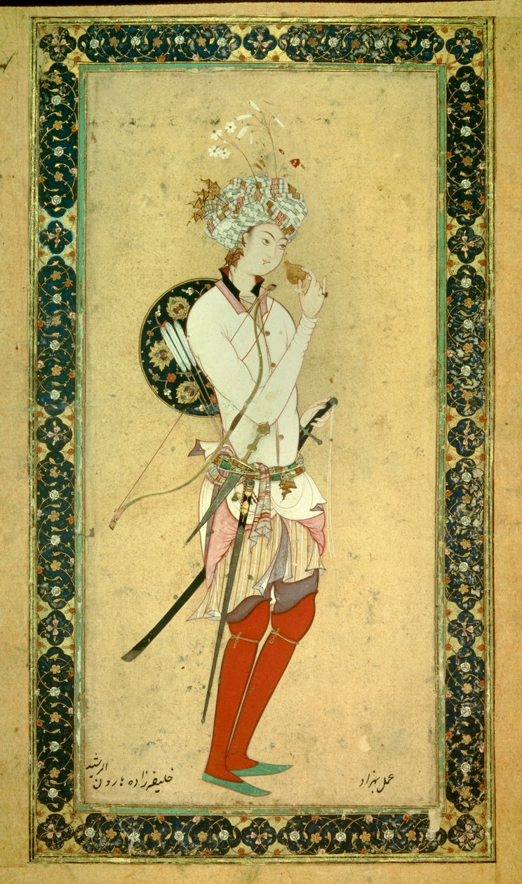 Portret van Haroun al-Rashid, Abassid kalief (766? 809). Perzische miniatuur door Persian School
