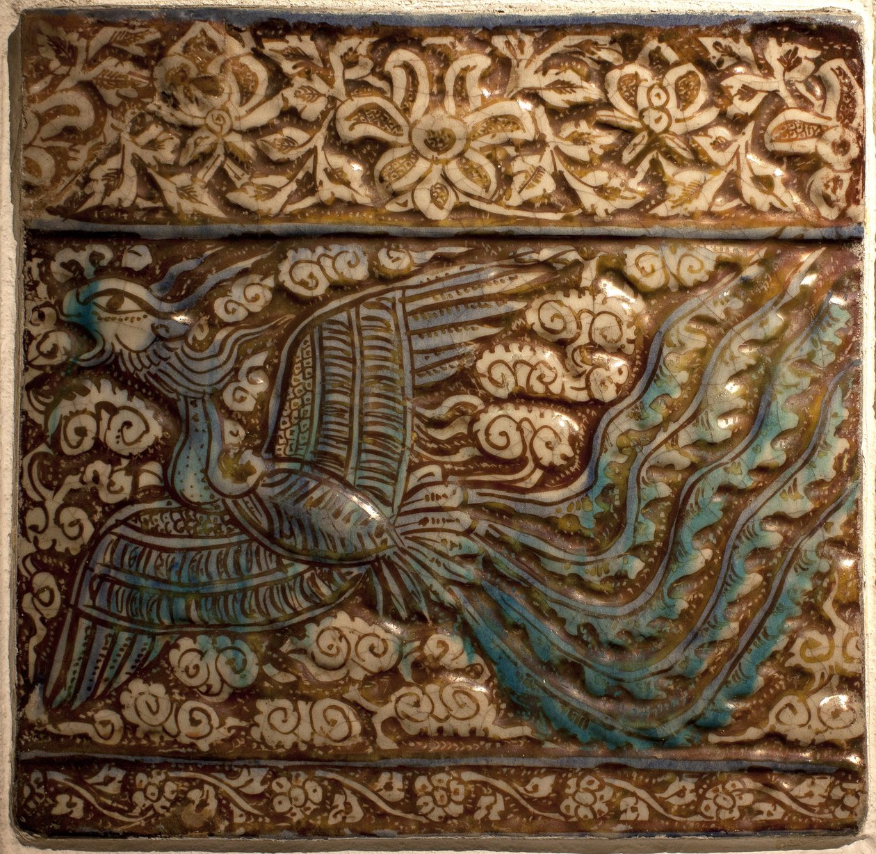 Simurgh (Simorgh of Senmurw) - Azulejos - Faience de Kashan (Perzië), periode Ilkhanide, begin 14e eeuw door Persian School