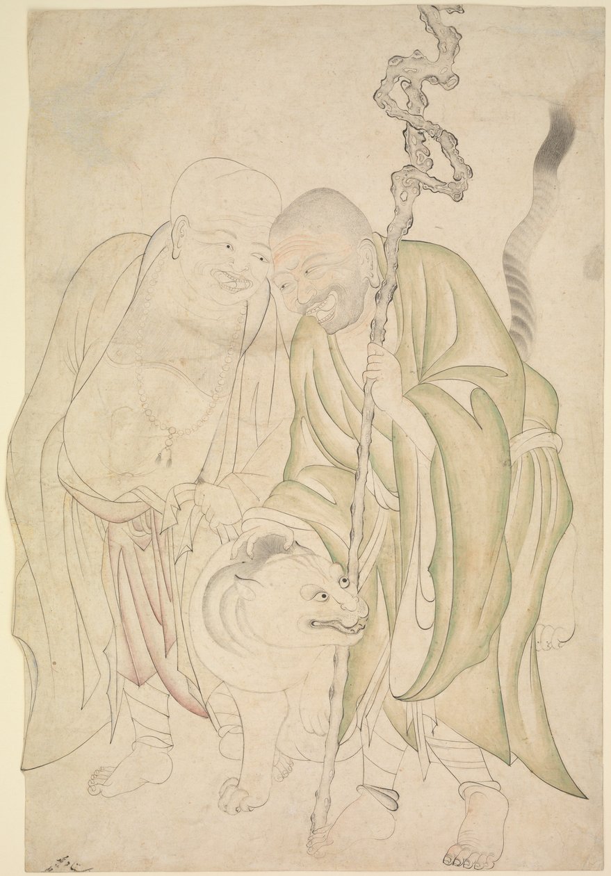 Twee Lohans, c.1480 door Persian School