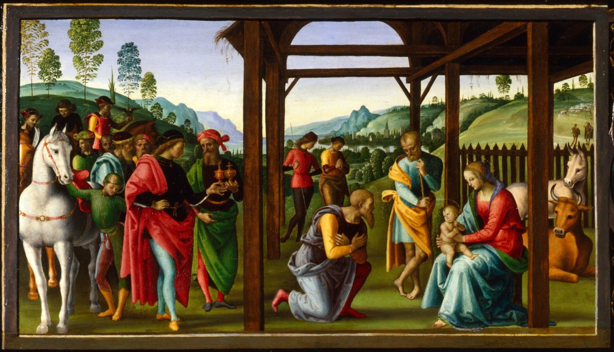 De aanbidding der wijzen, laat 15e - begin 16e eeuw door Perugino