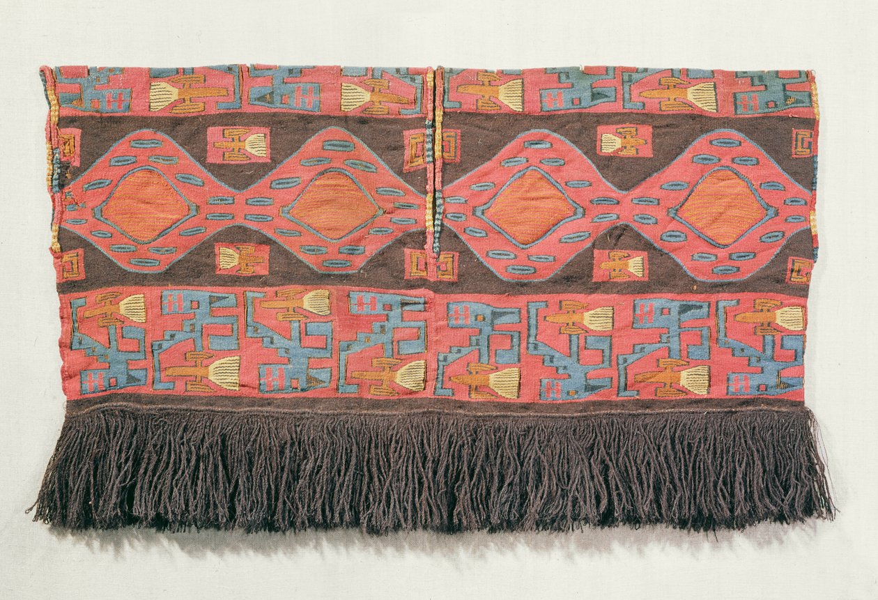 Shirt van in elkaar grijpende wol tapisserie, Nazca Cultuur door Peruvian School