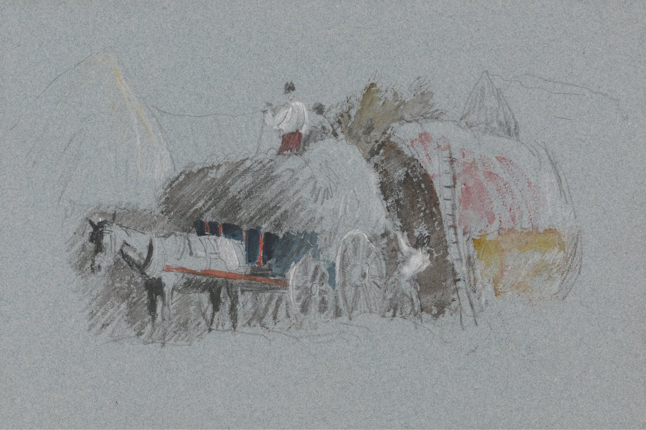 Een Stapel Bouwen (Studie voor Hooi Dragen) door Peter de Wint