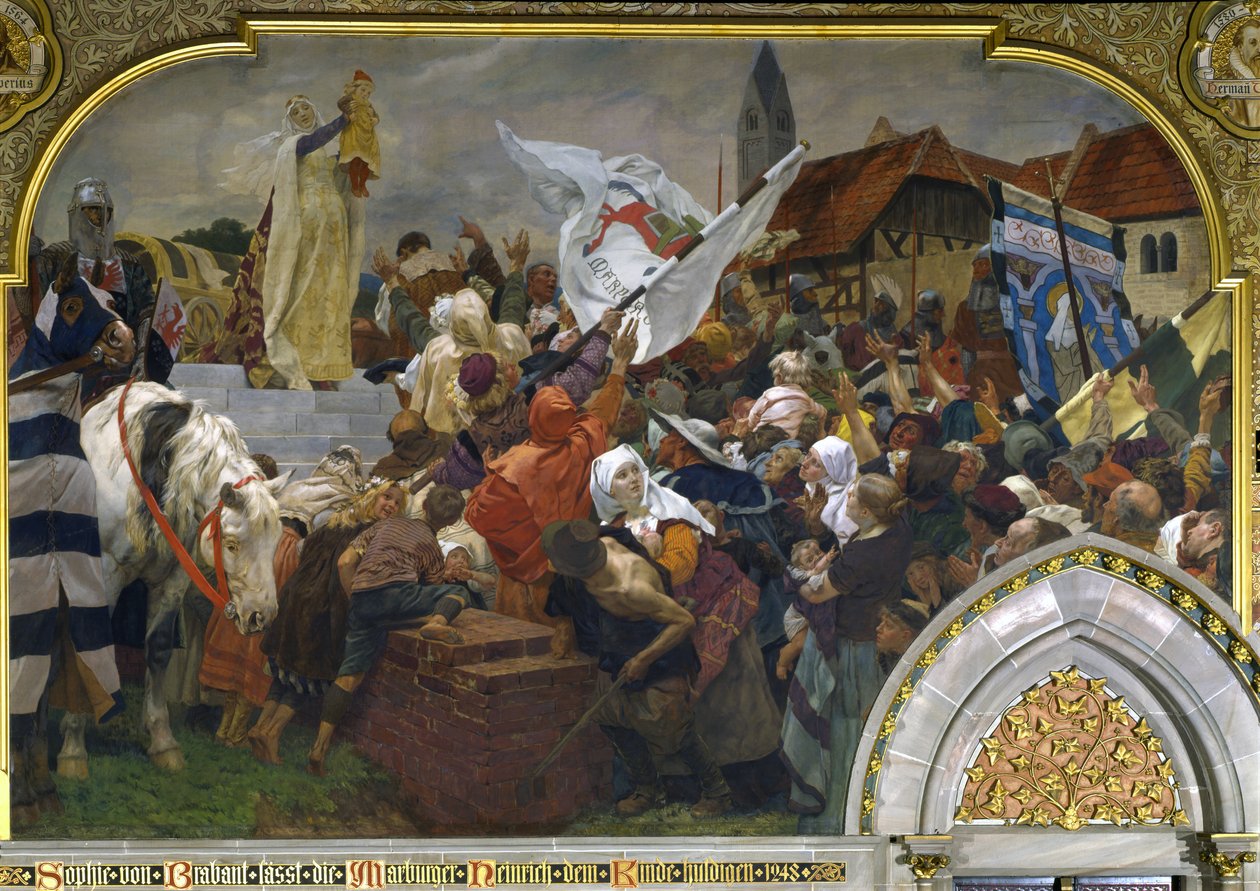 Sophie van Brabant presenteert Hendrik het Kind aan de mensen van Marburg in 1248, 1903 door Peter Johann Theodor Janssen