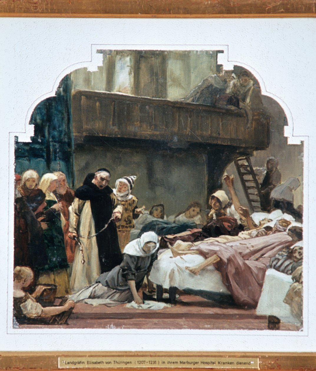 Studie voor St. Elisabeth en haar biechtvader Conrad van Marburg in 1230 door Peter Johann Theodor Janssen