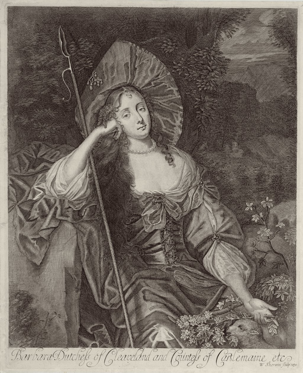 Barbara Hertogin van Cleaveland (1641-1709) als een Herderin door Peter Lely